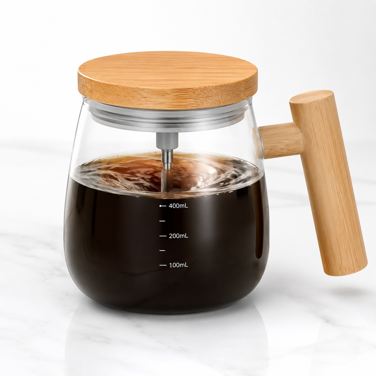 Self Stirring Coffee Mug – Electric Automatic Mixing Cup for Coffee, Milk, & Drinks | Rechargeable, Waterproof, Self Mixing Glass Mug for Home & Office ~ 500 ml