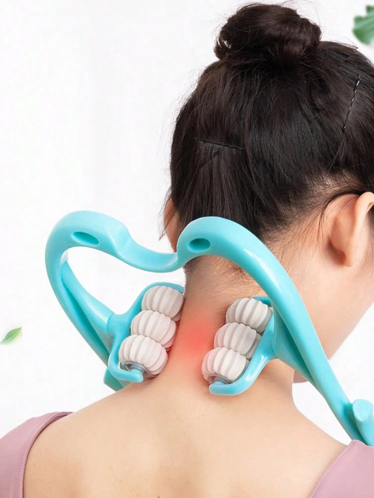 6-Wheel Neck & Spine Massager | Deep Tissue Cervical Massager for Neck, Back & Shoulder Pain Relief | Multifunctional Manual Massage Tool