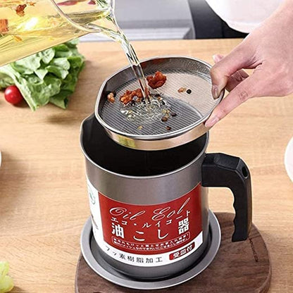 Oil Filter Pot 1.4L | Oil Strainer For Kitchen | Oil Container Pot Filter 1.4 Liter