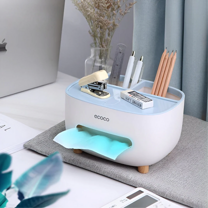 Ecoco Tissue Box With Multifunctional Storage Drawer Creative Desk Organizer For Kitchen Living Room And Office - Random Color