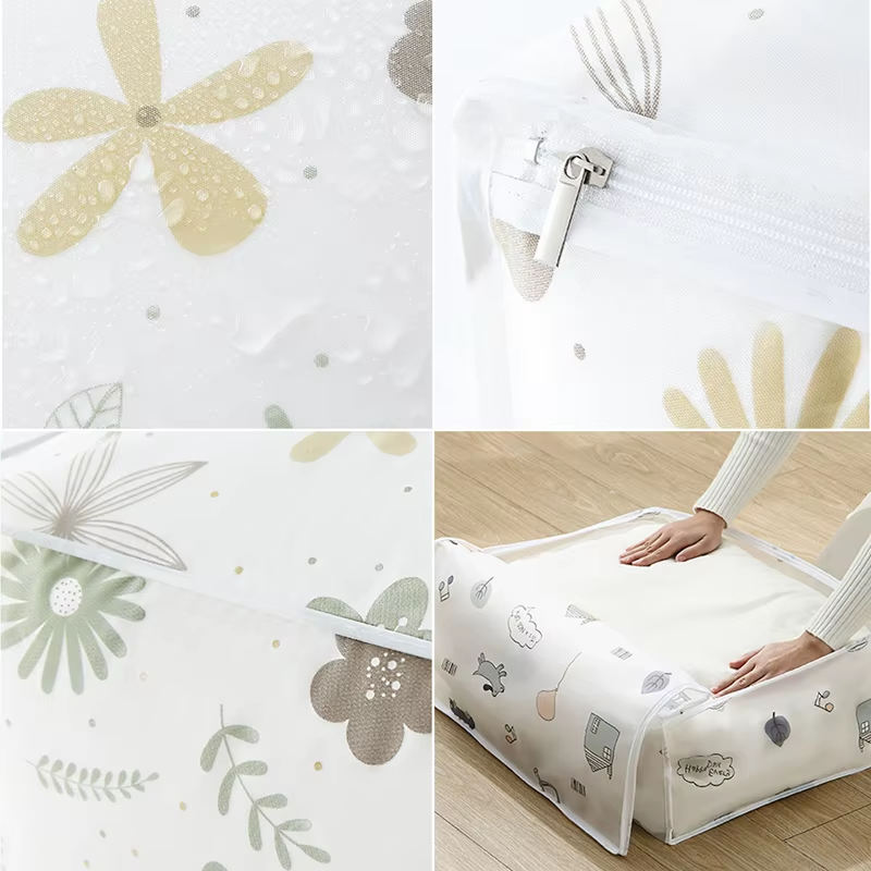 Quilt Storage Bag Waterproof Closet Organizers Zipper Folding Organizer Durable Clothing Packaging Plastic Bags for Storing Coats, Jackets Home Use Pillows, Blankets