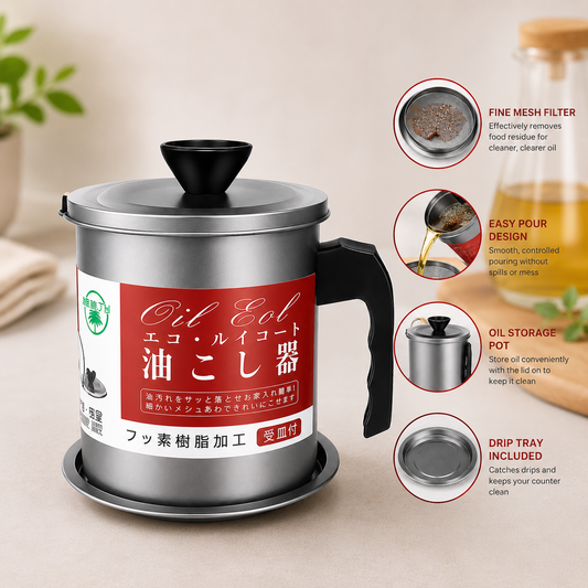 Oil Filter Pot 1.4L | Oil Strainer For Kitchen | Oil Container Pot Filter 1.4 Liter