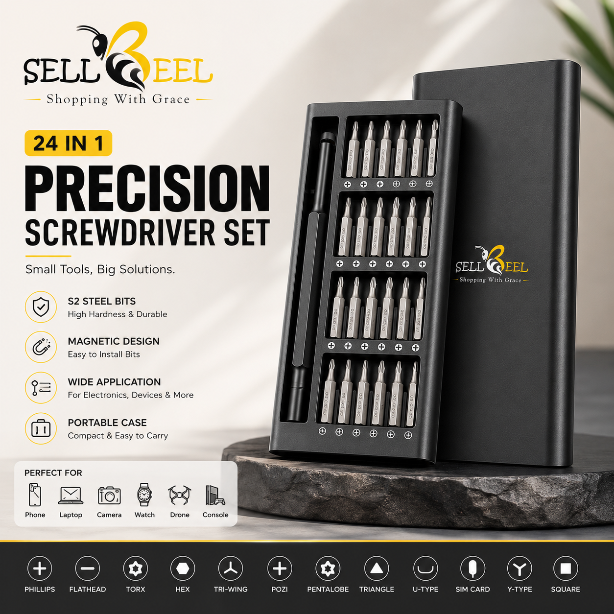 24 In 1 Screwdriver Bit Set Magnetic Disassembly Tool Durable Compact And Versatile Repair Kit For Daily Use  || Plastic Handle