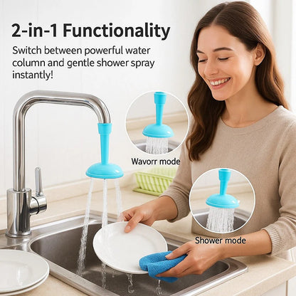 360° Flexible Kitchen Faucet Sprayer – Silicone Tap Extender with Dual Shower & Stream Modes