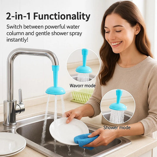 360° Flexible Kitchen Faucet Sprayer – Silicone Tap Extender with Dual Shower & Stream Modes